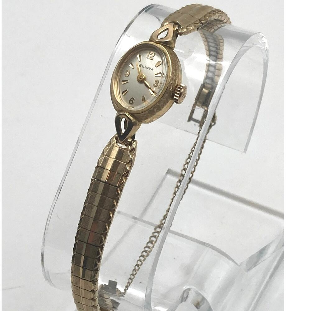 VTG Bulova 10k RGP Gold Filled Mechanical 21j Women's Watch 15mm WORKS